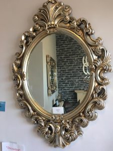 Large Oval Ornate Pewter Mirror