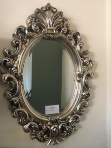 Small Oval Ornate Pewter Mirror